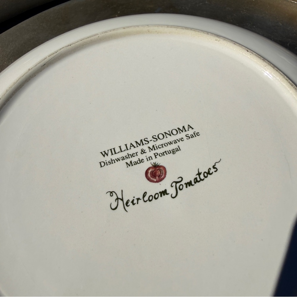 Williams Sonoma Heirloom Tomatoes Large Pasta Serving Bowl 13” Round Green Rim - Picture 8 of 8